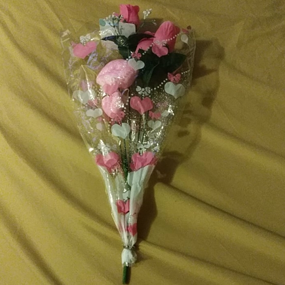 Other | Pink Roses Bouquet With Cellophane Wrap | Poshmark